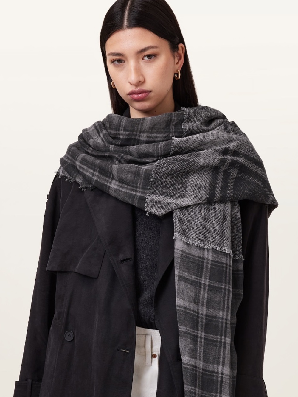 AllSAINTS Rumi Check Scarf | Cotton-Wool
